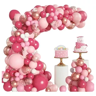 Kit Festa Baloes Rosa Pink P/ Arco Desconstruido Bexiga+fita