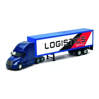 Carreta Com Carroceria Miniatura Freightliner Cascadia 1:64 Cor Azul Logistics