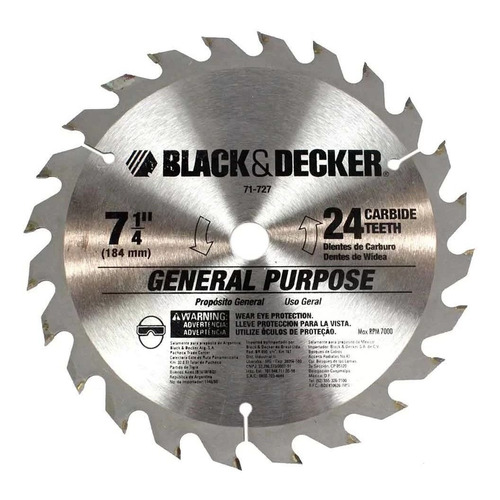  Black+Decker 71-727 Disco Wídea de 24 dientes, 7 1/4 pulgadas