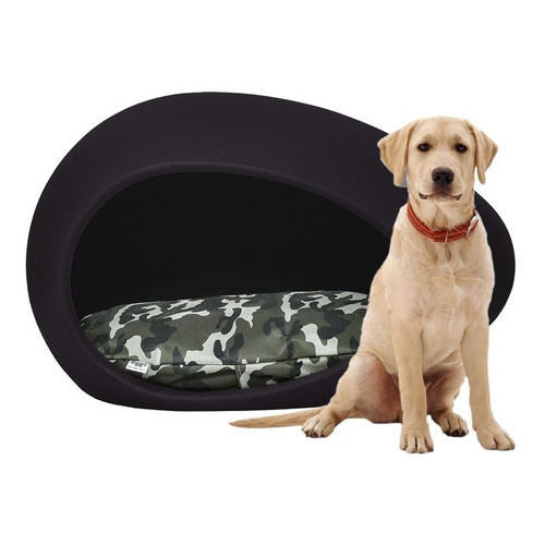 Casa Cama Para Perros Colchon Almohadon Cucha Eggys Grande Color Negro