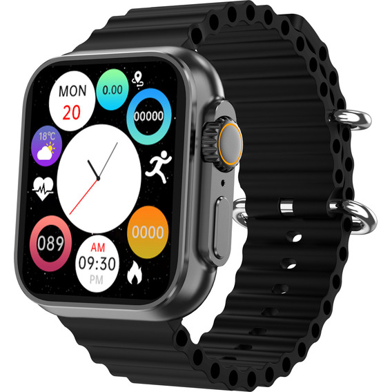 Smartwatch Reloj Inteligente Jd Praga 1.91 Negro + Malla Adicional Bluetooth Llamadas SPO2 Presión Arterial Múltiples Modos Deportivos