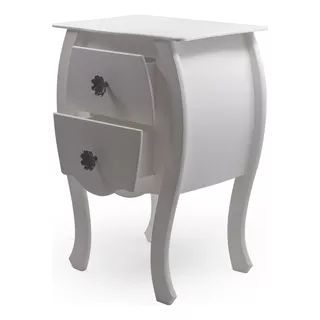 Dupétriz Mesa Cabeceira Criado Mudo Retro Armário Gaveteiro 2 Gavetas Bombe Cor Branco Madeira Rustico Mesinha Para Quarto Casal Ou Solteiro Decorativa