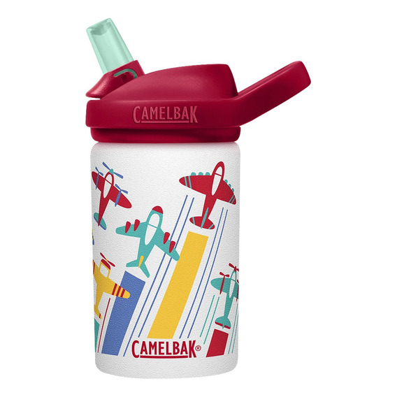 Termo De Agua Para Niños Camelbak Termico Libre De Bpa 400ml Color Blanco Aviones