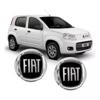 Kit 2 Emblemas Fiat Preto Novo Uno Vivace