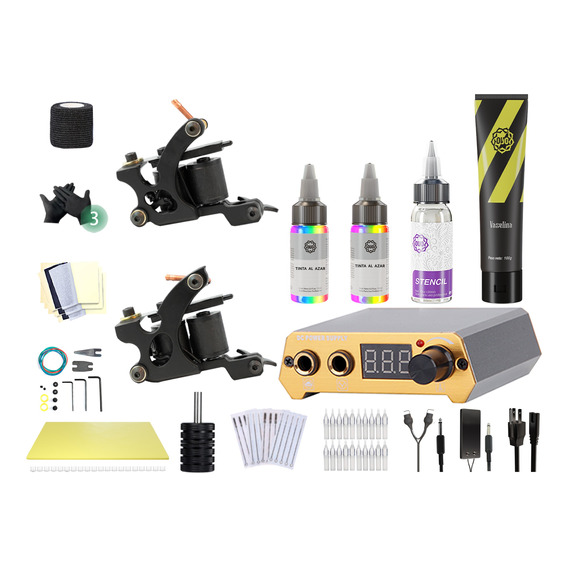 Kit De Tatuaje Con Máquina Bobina Semi Profesional Con Tinta