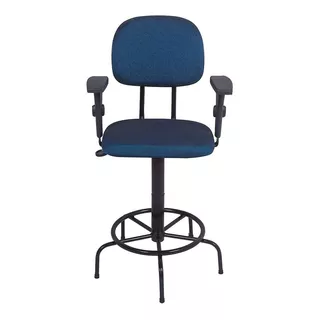 Cadeira De Caixa Alta Atendimento Portaria Balcao Com Braco Cor Azul