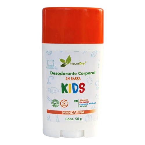 Desodorante corporal en barra de mandarina NaturalDry Kids Unisex de 50g