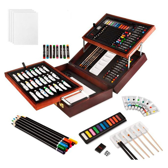 Kit Arte Pintura Dibujo Colores Estuche Crayon Acrílico 