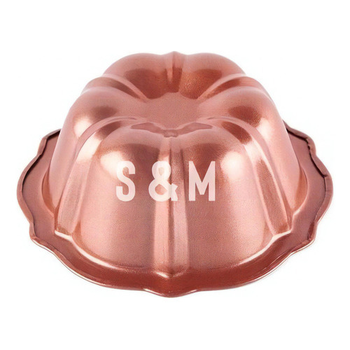 Flanera Molde Para Torta Mini Bundt Línea Bronce Color Marrón