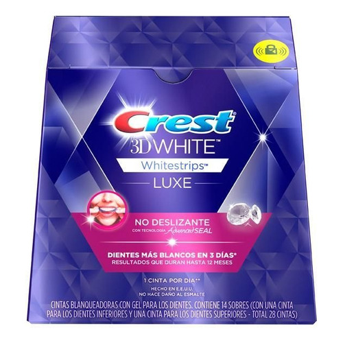 Caja de tiras para blanquear los dientes Crest 3DWhite Whitestrips Luxe de 14 unidades