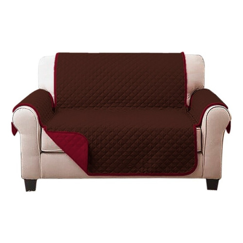 Cubresofá Protector 2 Vistas Para Sofá Love Seat 2 Plazas Color Chocolate/vino