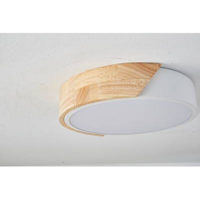 Plafon Led Andy 18w Blanco Madera Deco Moderno 30cm Vig