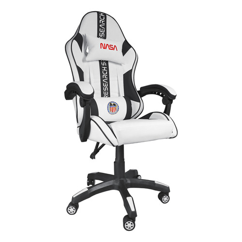 Silla De Escritorio Nasa Jupiter Gamer Ergonómica Blanca Y Negro Con Tapizado De Tejido Sintético Pu