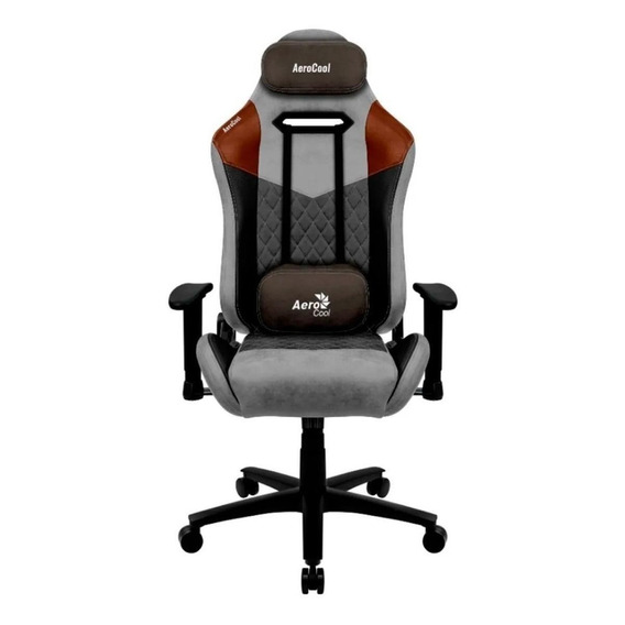 Silla de escritorio AeroCool Duke gamer ergonómica  tan gray con tapizado de cuero sintético y gamuza sintética