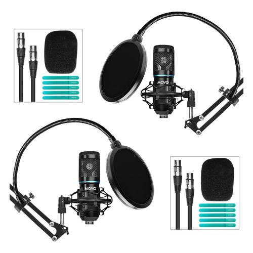 Movo Podpak2a - Juego De 2 Micrófonos De Condensador Cardi. Color Negro