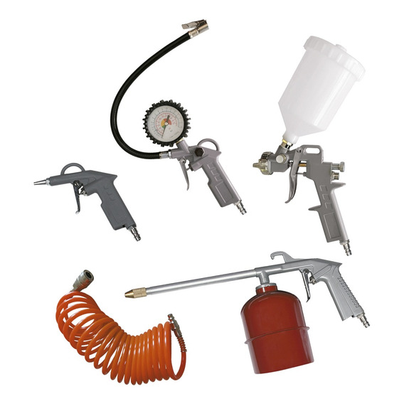 Kit Set Compresor Aire Gravedad 5 Pza Pistola Pintar Omaha H