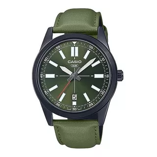 Relógio Masculino De Couro Verde Casio Mtp-vd02bl-3e