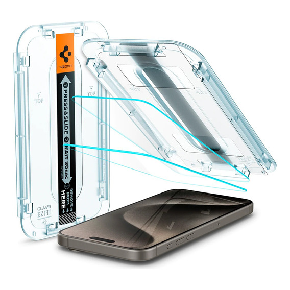 Vidrio Templado Spigen iPhone 15 Pro Max, Mica Premium 2unid