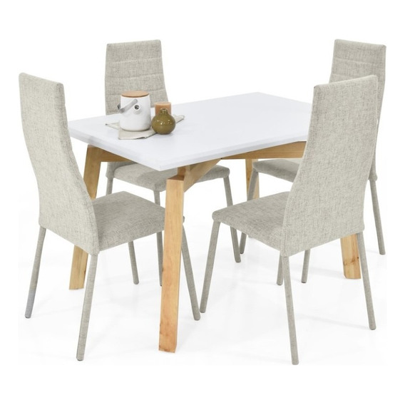 Comedor Irlanda 4 Puestos Y Sillas Parma Color Beige Diseño De La Tela De Las Sillas Taupe