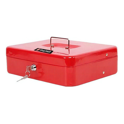 Caja De Dinero Fuerte Seguridad Cash Box Metálica 20 Cm Color Rojo