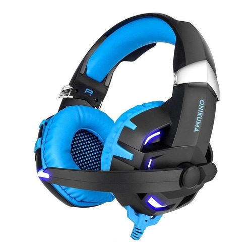 Audífonos gamer Onikuma K2 black y blue con luz LED