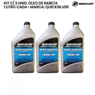 Óleo Quicksilver 80w90 Para Rabeta 1 Litro Kit C/3