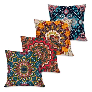 Kit 4 Capas De Almofada Decorativas Mandalas 45x45