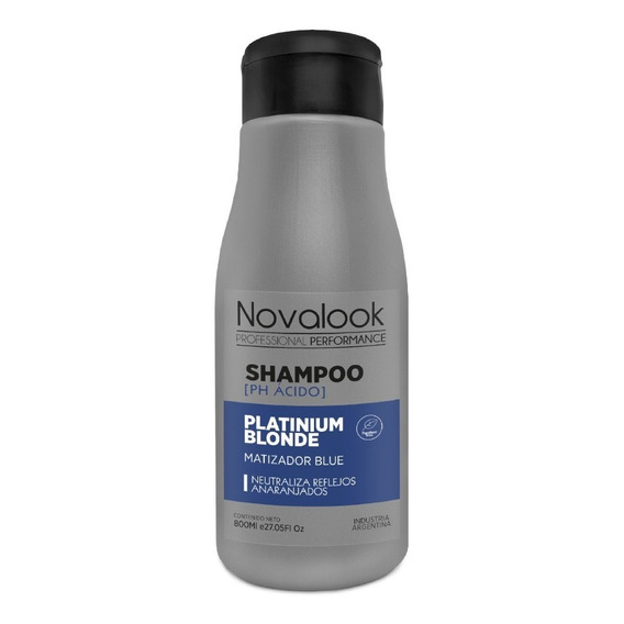 Shampoo Matizador Azul  Platinium Blonde Novalook 375ml