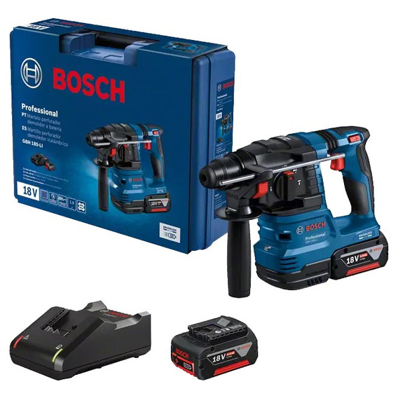 Rotomartillo Bosch Gbh 185-li + Cargador + 2 Bater. 4675rpm Color Azul