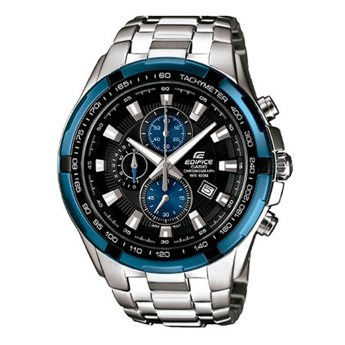 Reloj Casio Edifice Ef-539d-1a2vudf Hombre Color de la correa Plateado Color del bisel Azul Color del fondo Negro