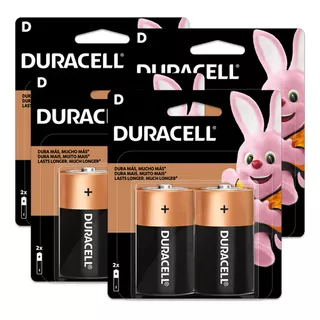 08 Pilhas Alcalina D Grande Duracell 4 Cartelas