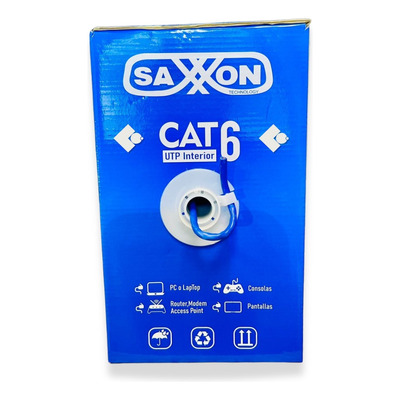 Bobina De Cable Utp Saxxon Cat6 Azul 100m Interior En Caja