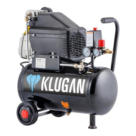Compresor de aire Klugan CDM-24 C/Kit monofásico 24L 2hp 220V negro