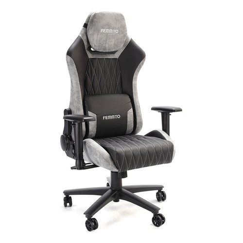 Silla Gamer Pro Ergonomica Giratoria Femmto Gp001 Gris Para Escritorio Pc Gaming Reclinable 135° Peso Maximo 150 Kg