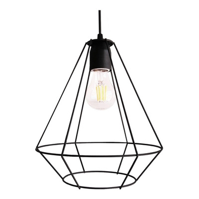 Colgante Jaula 1 Luz Diamante Orleans Vintage Negro Apto Led