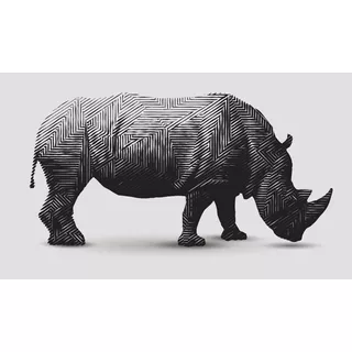Rinoceronte Polígono Blanco Negro C/marco Canvas Decorativo