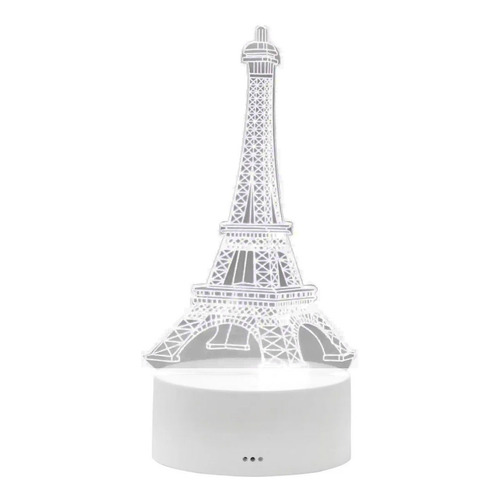 Lampara Nocturna 3d Torre Eiffel  Led 7 Colores Touch