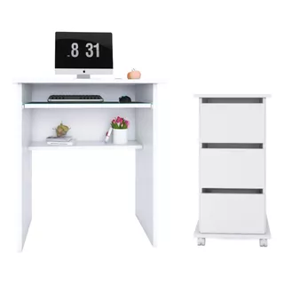 Mesa Home Office Com Gaveteiro Lindo Cor Branca/movel Cor Branco