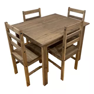 Conjunto Mesa De Jantar Com 4 Cadeiras Madeira Maciça 100x80