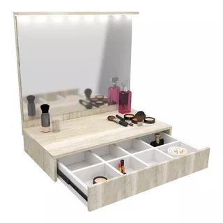 Tocador Organizador  Maquillador  Con Espejo Y Luz Led T