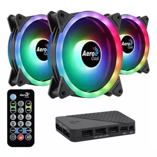 Kit De 3 Fans Aerocool Duo 12 Pro Argb Controladora Pcreg Led Rgb