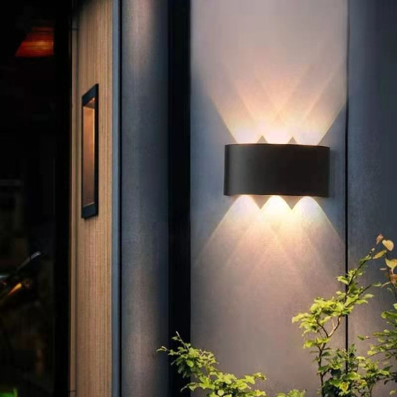 Luz Led Foco Aplique Pared 6 Leds Luz Fría/cálida Exterior