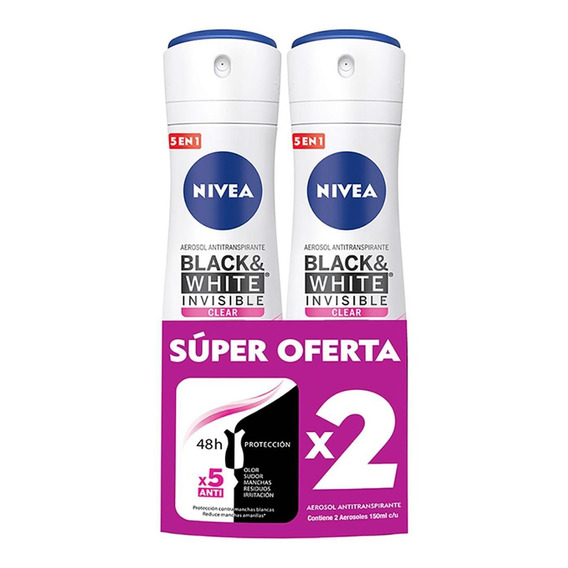 Nivea Desodorante Mujer Invisible For Black & White Spray 2p