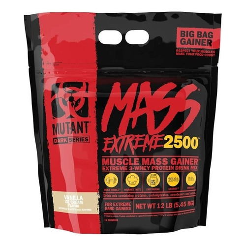 Gainer Mutant Mass Xxxtreme 2500 12lbs Ganador Peso Proteina Sabor Coockies & Cream