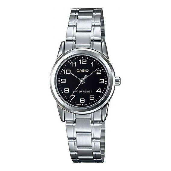 Reloj Para Mujer Casio Ltp_v001d_1b Plateado Color del fondo Negro