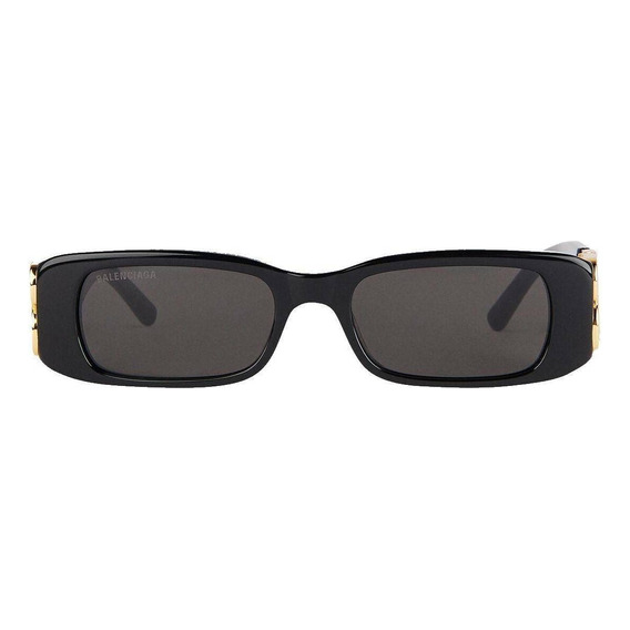 Anteojos de sol Balenciaga Dinasty Único con marco de acetato color negro, lente negra de plástico, varilla negra/dorada de acetato - BB0096S