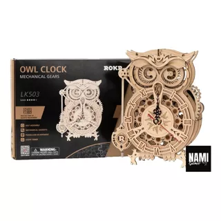 Reloj Buho De Madera Puzzle 3d - Owl Clock - Robotime