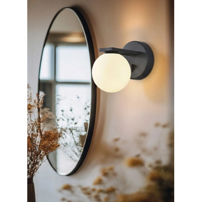 Aplique Pared Recife Led Con Tecla Tulipa Opal Negro
