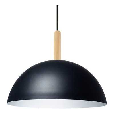 Colgante Media Esfera 30cm Con Madera Apto Led E27 Deco