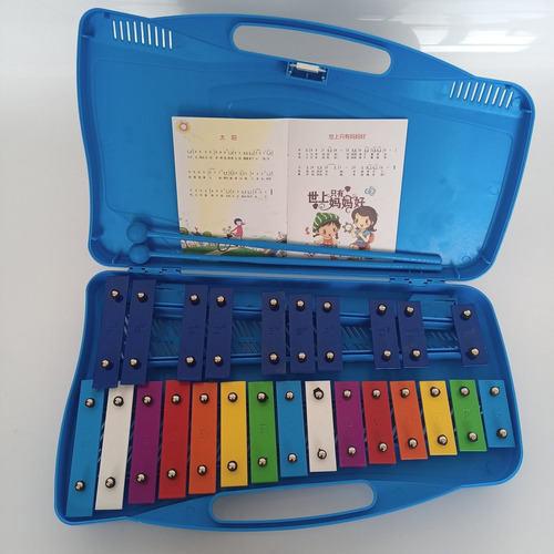 Glockenspiel profesional de percusión para xilófono de 25 notas, color azul